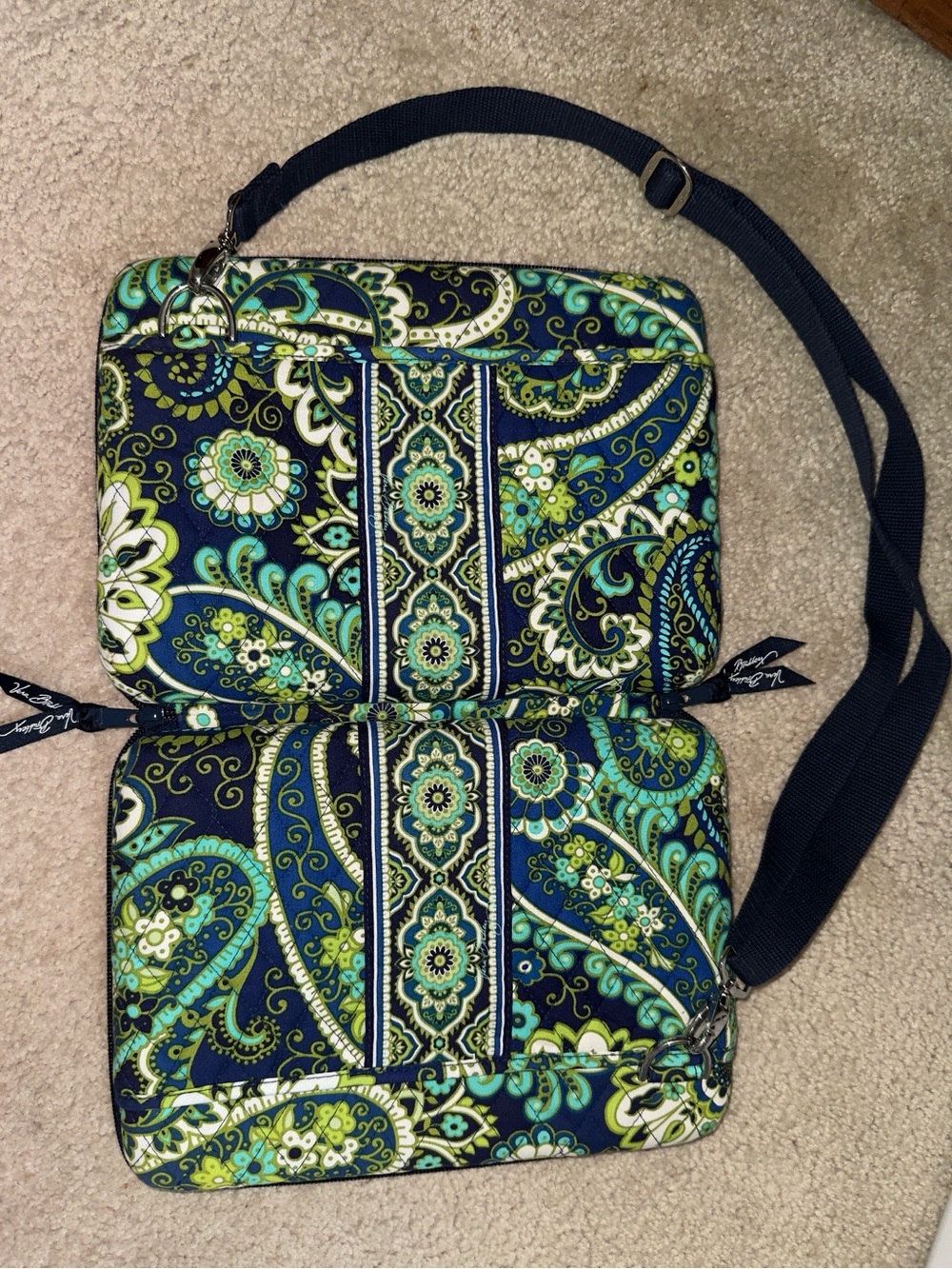 Vera Bradley Floral Hard Computer Case Travel Work School Green Blue Paisley
